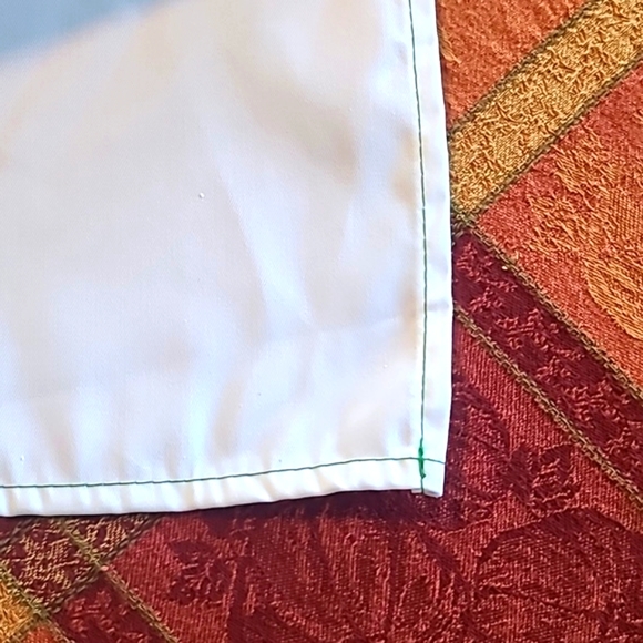 White Chef Apron with Green Thread (12 Qty) - Picture 2 of 5